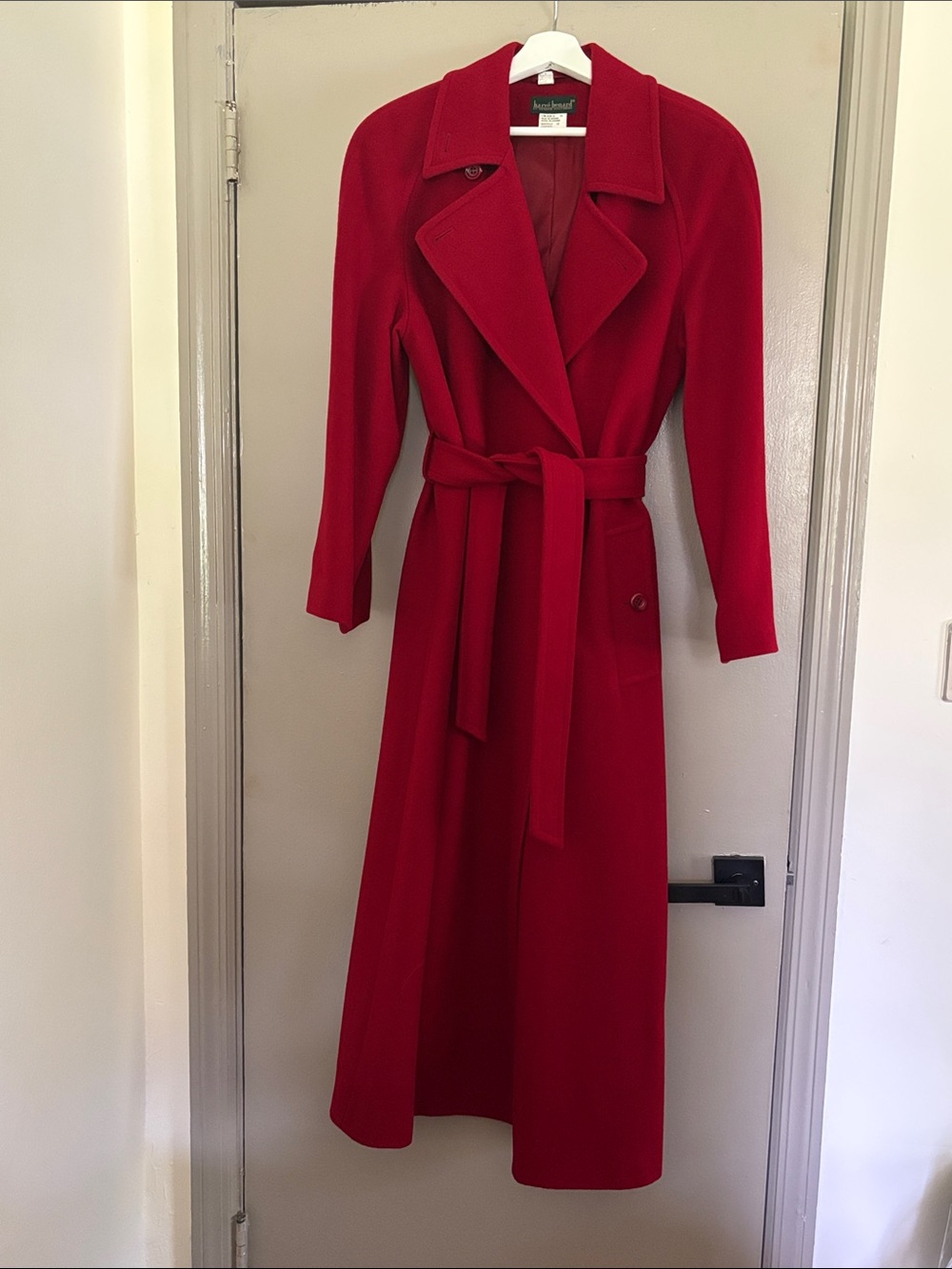 Vintage Harve Benard Red Maxi Belted Trench Coat